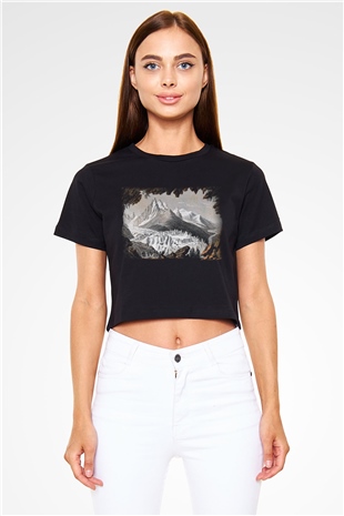 Mont Blanc Siyah Crop Top Tişört