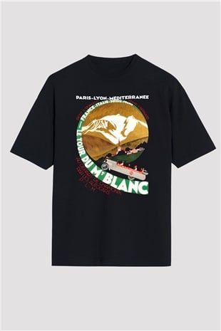Mont Blanc Siyah Unisex Oversize Tişört T-Shirt