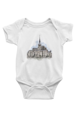 Mont Saint-Michel Beyaz Bebek Body - Zıbın