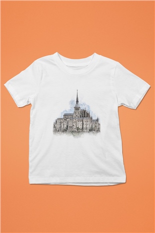 Mont Saint-Michel Beyaz Unisex Çocuk Tişört