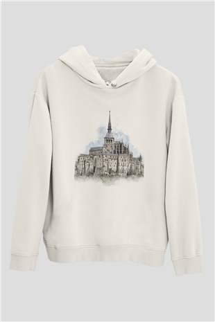 Mont Saint-Michel Beyaz Unisex Hoodie