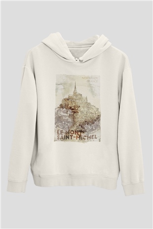 Mont Saint-Michel Beyaz Unisex Hoodie