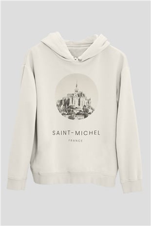 Mont Saint-Michel Beyaz Unisex Hoodie