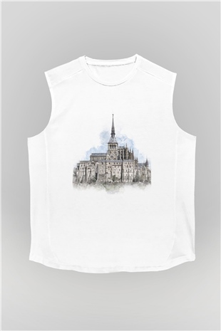 Mont Saint-Michel Beyaz Unisex Kolsuz Tişört