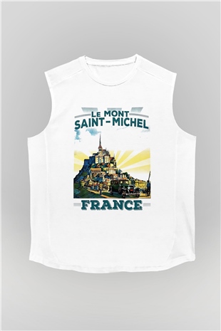 Mont Saint-Michel Beyaz Unisex Kolsuz Tişört