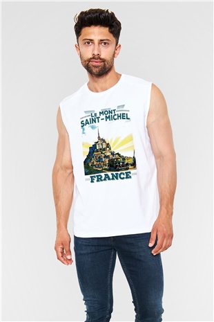 Mont Saint-Michel Beyaz Unisex Kolsuz Tişört