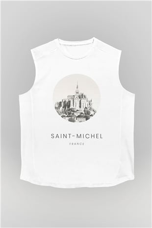 Mont Saint-Michel Beyaz Unisex Kolsuz Tişört