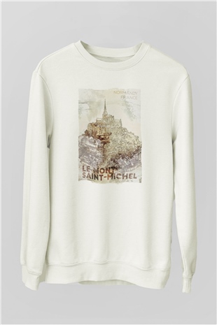 Mont Saint-Michel Beyaz Unisex Sweatshirt