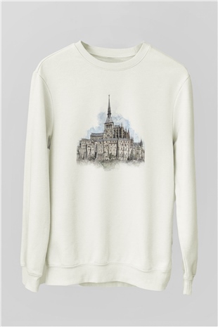 Mont Saint-Michel Beyaz Unisex Sweatshirt
