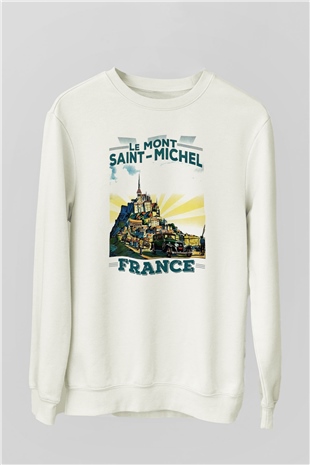 Mont Saint-Michel Beyaz Unisex Sweatshirt