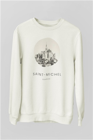 Mont Saint-Michel Beyaz Unisex Sweatshirt