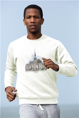 Mont Saint-Michel Beyaz Unisex Sweatshirt