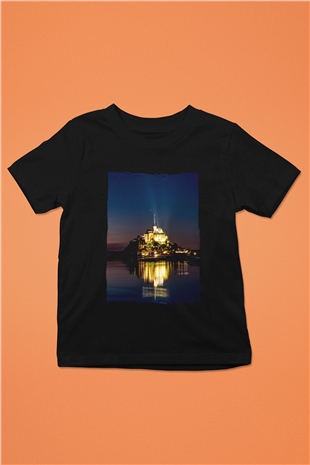 Mont Saint-Michel Siyah Unisex Çocuk Tişört