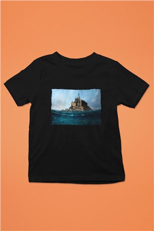 Mont Saint-Michel Siyah Unisex Çocuk Tişört