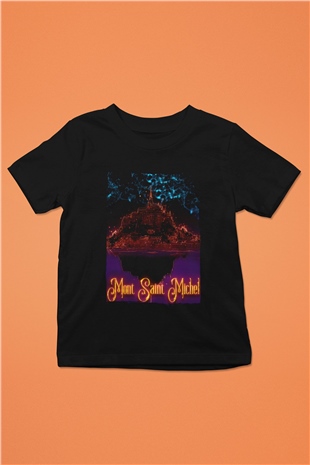Mont Saint-Michel Siyah Unisex Çocuk Tişört