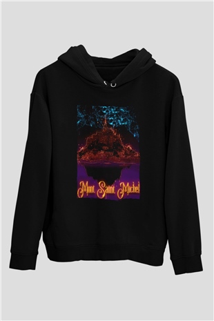 Mont Saint-Michel Siyah Unisex Hoodie