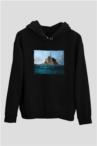 Mont Saint-Michel Siyah Unisex Hoodie