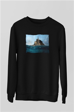 Mont Saint-Michel Siyah Unisex Sweatshirt