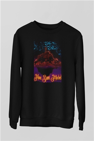 Mont Saint-Michel Siyah Unisex Sweatshirt