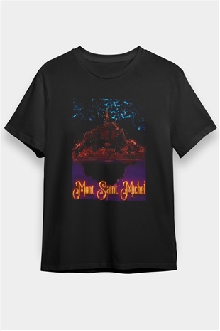 Mont Saint-Michel Siyah Unisex Tişört T-Shirt - TişörtFabrikası