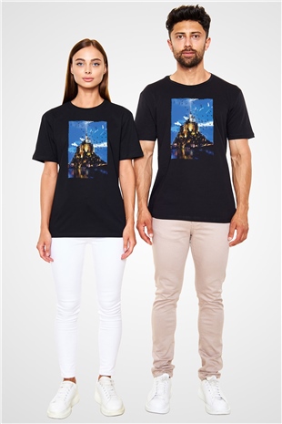 Mont Saint-Michel Siyah Unisex Tişört T-Shirt - TişörtFabrikası