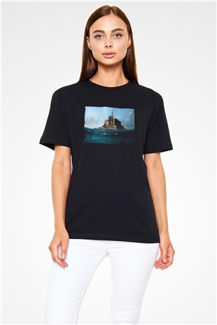 Mont Saint-Michel Siyah Unisex Tişört T-Shirt - TişörtFabrikası