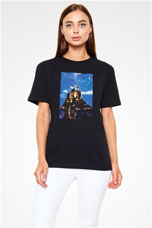 Mont Saint-Michel Siyah Unisex Tişört T-Shirt - TişörtFabrikası