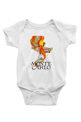 Monte Carlo Baskılı Beyaz Unisex Bebek Body - Zıbın