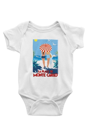 Monte Carlo Baskılı Beyaz Unisex Bebek Body - Zıbın