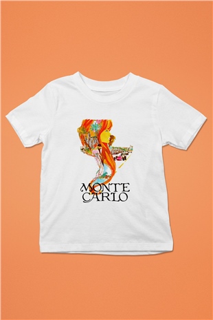 Monte Carlo Baskılı Beyaz Unisex Çocuk Tişört