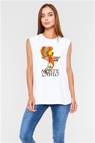 Monte Carlo Beyaz Unisex Kolsuz Tişört