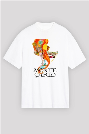 Monte Carlo Beyaz Unisex Oversize Tişört T-Shirt