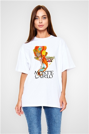 Monte Carlo Beyaz Unisex Oversize Tişört T-Shirt