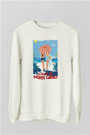 Monte Carlo Beyaz Unisex Sweatshirt