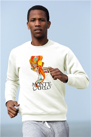 Monte Carlo Beyaz Unisex Sweatshirt