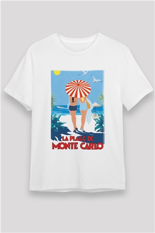 Monte Carlo Beyaz Unisex Tişört T-Shirt - TişörtFabrikası