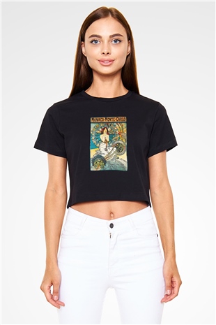 Monte Carlo Siyah Crop Top Tişört