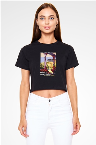 Monte Carlo Siyah Crop Top Tişört