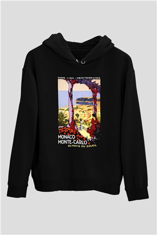 Monte Carlo Siyah Unisex Hoodie