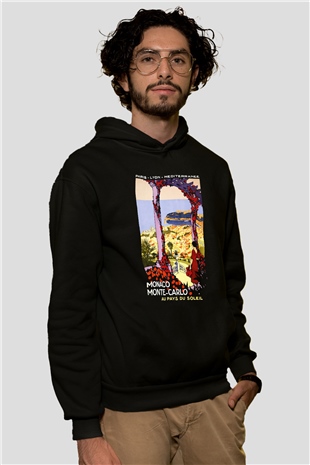 Monte Carlo Siyah Unisex Hoodie