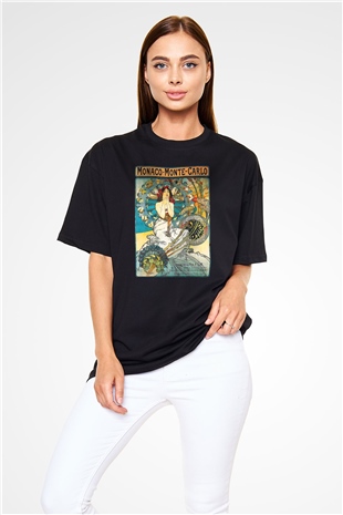 Monte Carlo Siyah Unisex Oversize Tişört T-Shirt