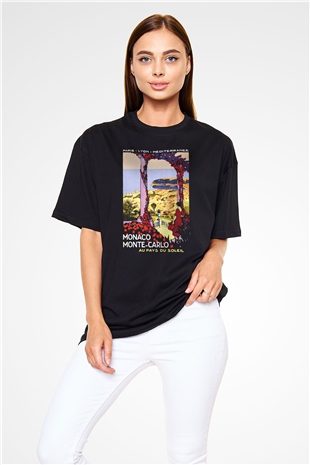 Monte Carlo Siyah Unisex Oversize Tişört T-Shirt