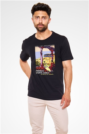 Monte Carlo Siyah Unisex Tişört T-Shirt - TişörtFabrikası