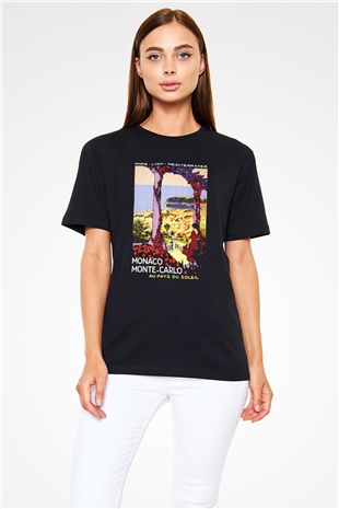 Monte Carlo Siyah Unisex Tişört T-Shirt - TişörtFabrikası