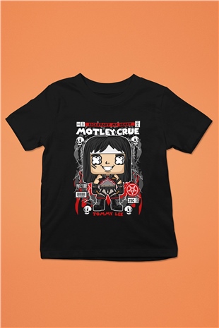 Montley Crue Baskılı Unisex Siyah Çocuk Tişört