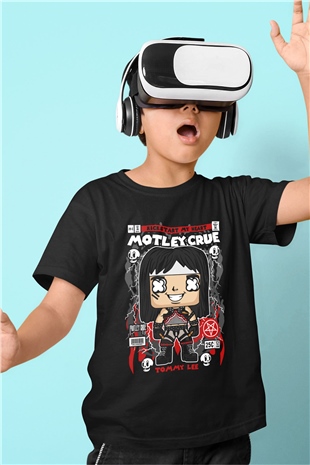 Montley Crue Baskılı Unisex Siyah Çocuk Tişört