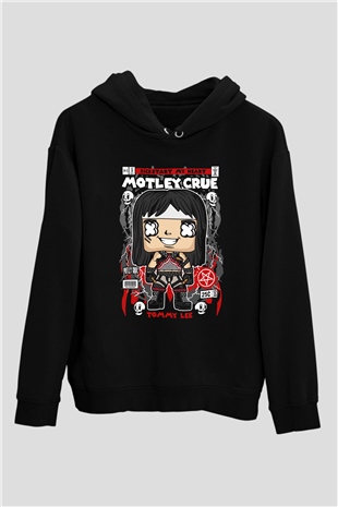 Montley Crue Baskılı Unisex Siyah Hoodie