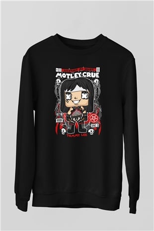 Montley Crue Baskılı Unisex Siyah Sweatshirt