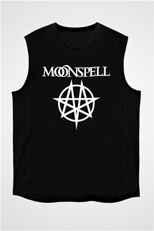 Moonspell Baskılı Unisex Siyah Kolsuz Tişört - Tshirt