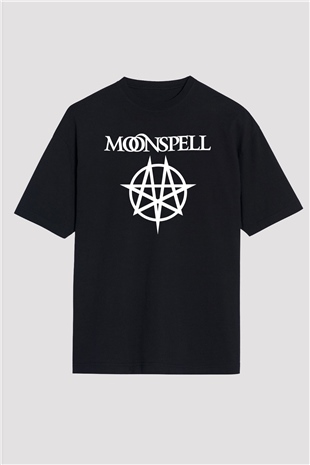 Moonspell Baskılı Unisex Siyah Oversize Tişört - Tshirt